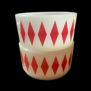 Vintage Fire King Red Diamond Harlequin Bowls